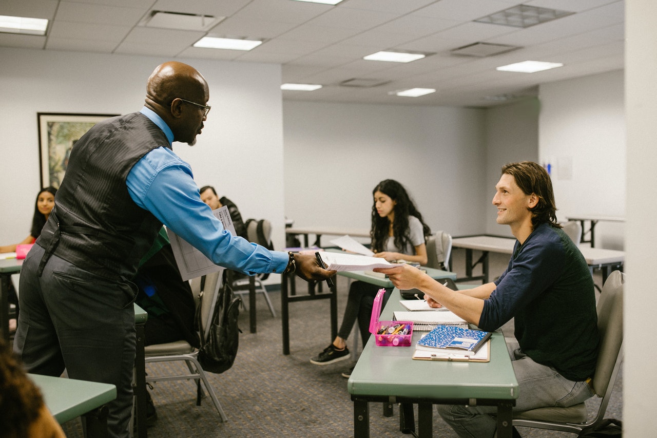 a professor and students in a class