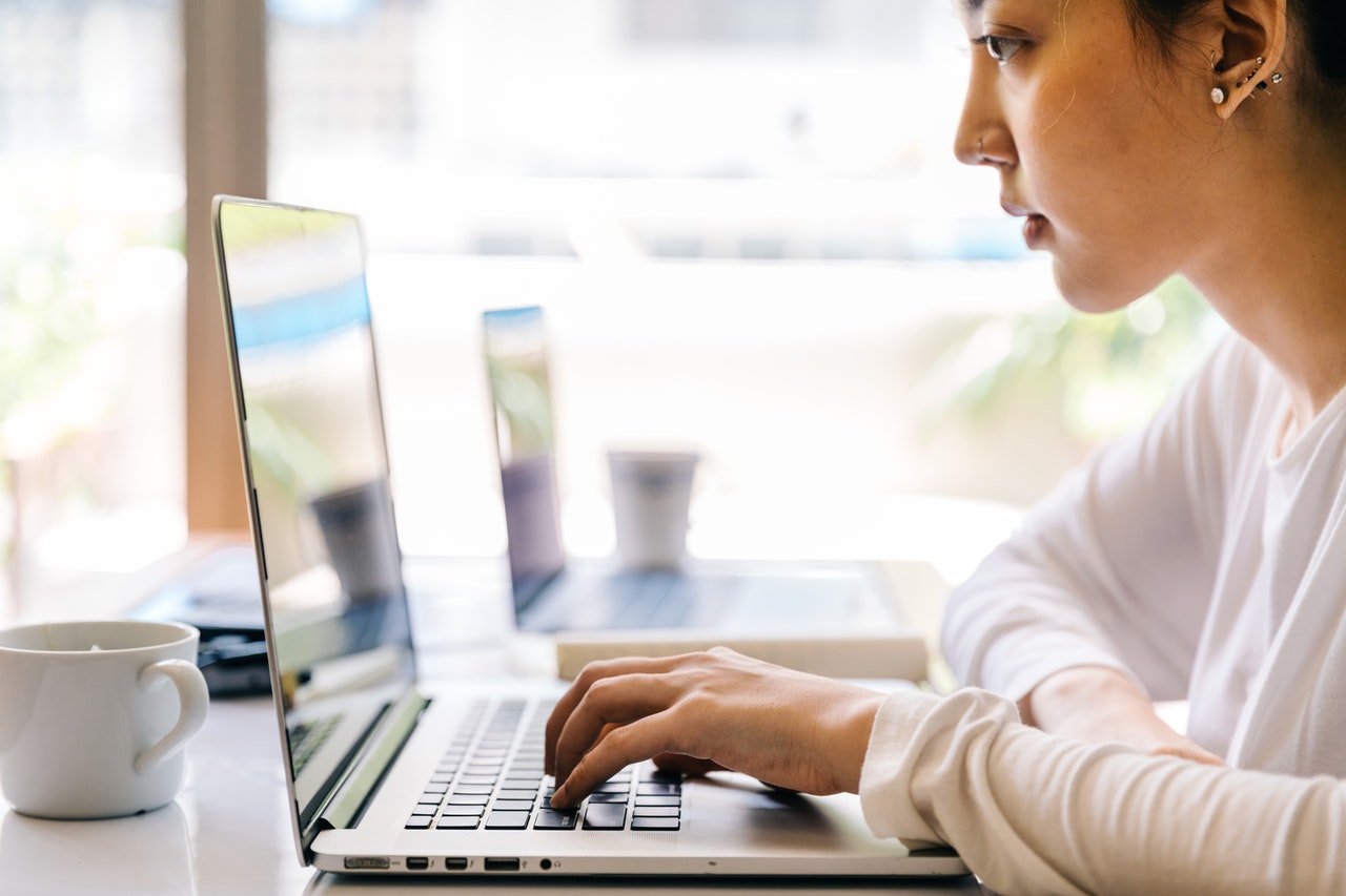 a girl with a laptop