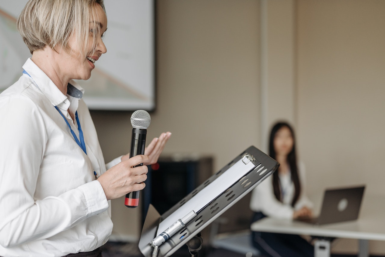 a girl giving speech