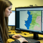 a student working with GIS software