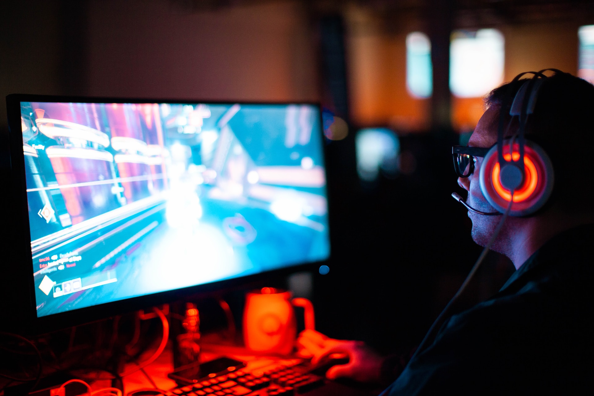 a gamer at his computer